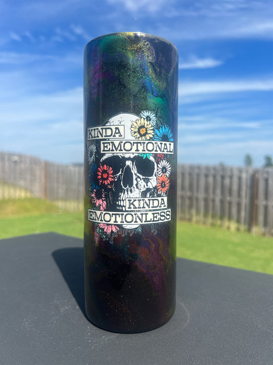 20oz. RTS “oil slick” look drinking cup with Emotional/Emotionless decal