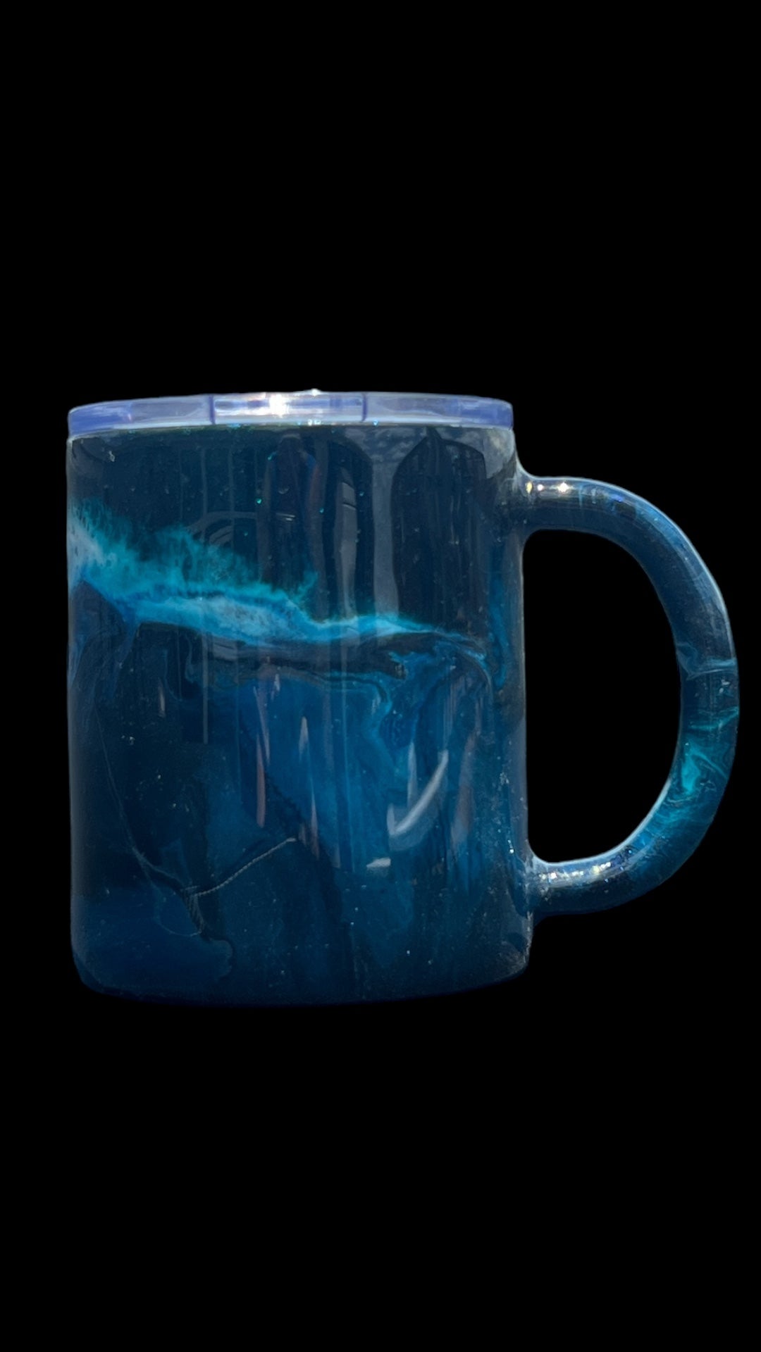 12oz RTS Blue,gold and white swirl coffee mug